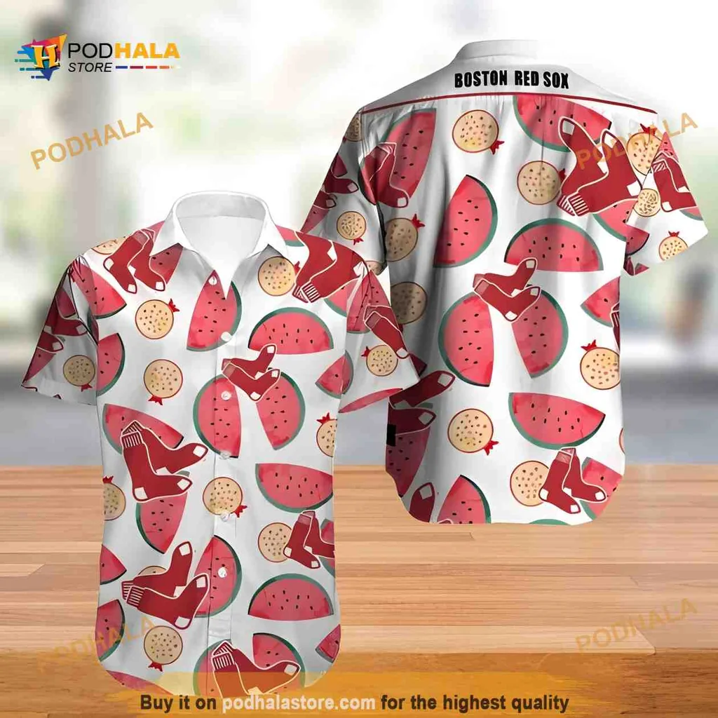 Boston Red Sox Watermelon Hawaiian Shirt, Fun Summer Design For Fans