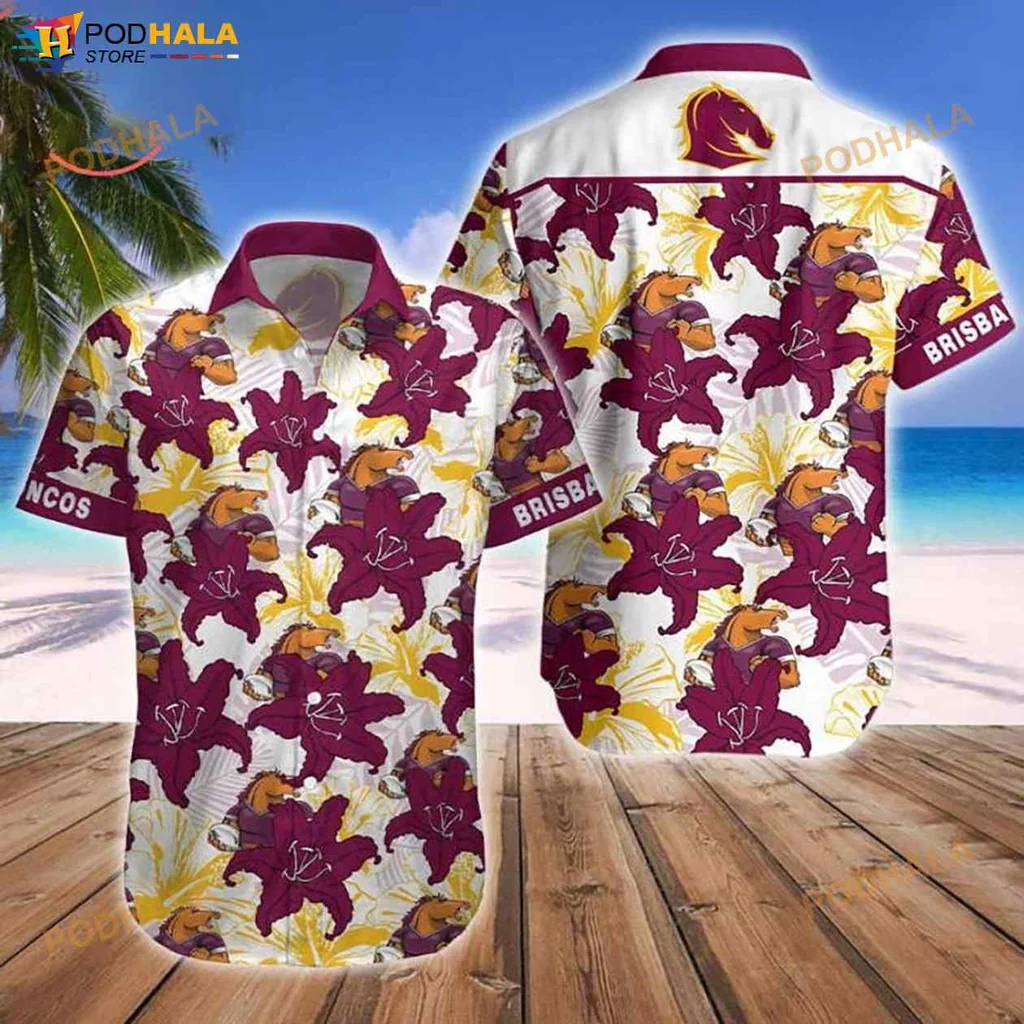 Brisbane Broncos Funny Hawaiian Shirt With Colorful Floral Design