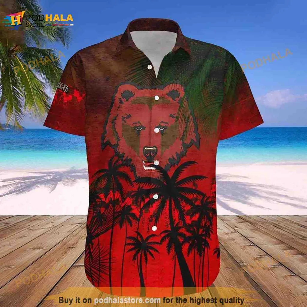 Brown Bear Tropical Hawaiian Shirt With Palm Tree Graphic