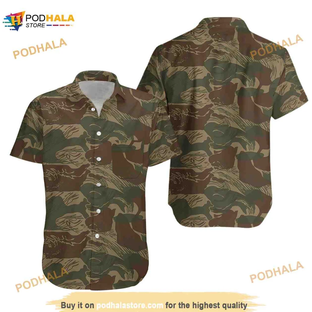 Brushstroke Camo Hawaiian Shirt In Earthy Tones For Outdoor Adventures