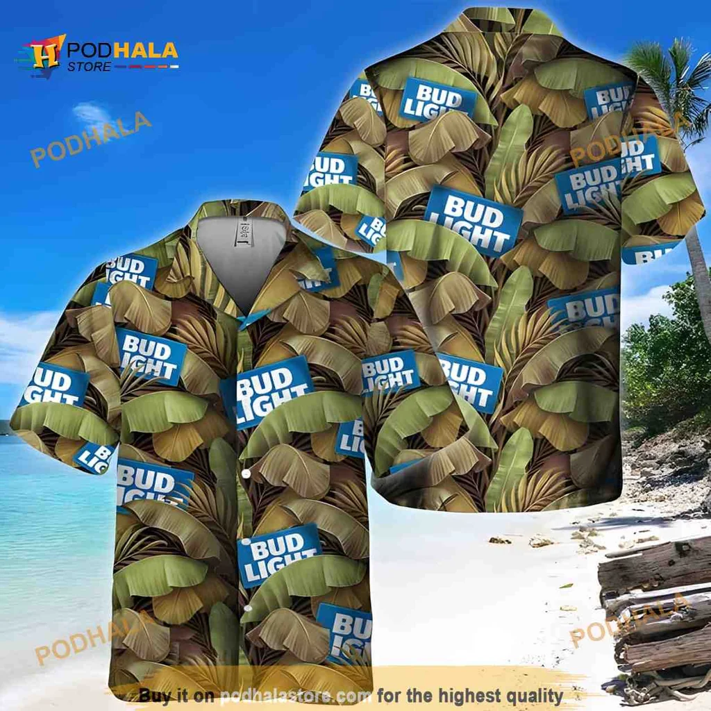 Bud Light Banana Leaves Hawaiian Shirt, Tropical All Over Print