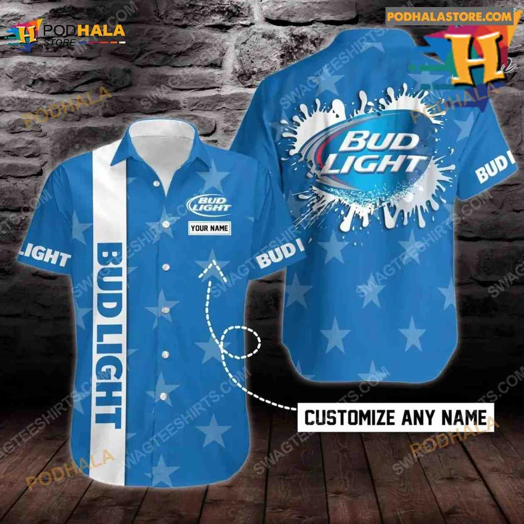 Bud Light Hawaiian Shirt With Customizable Your Name Area
