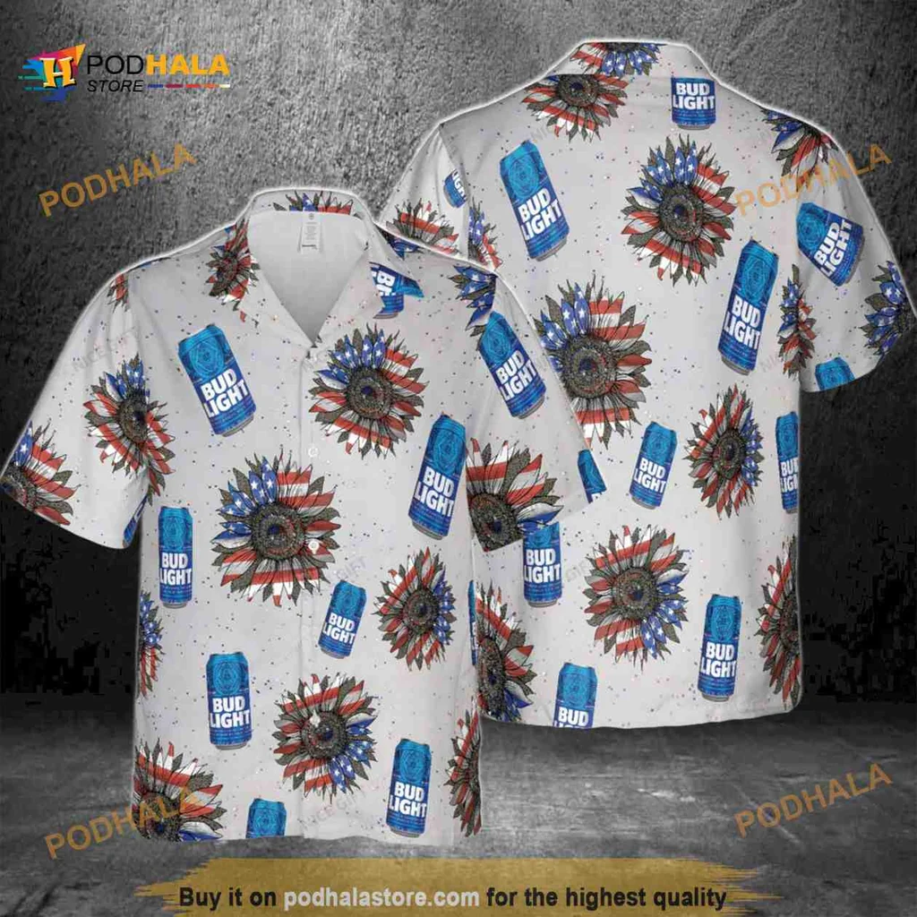 Bud Light Independence Day Hawaiian Shirt With Colorful Patriotic Design