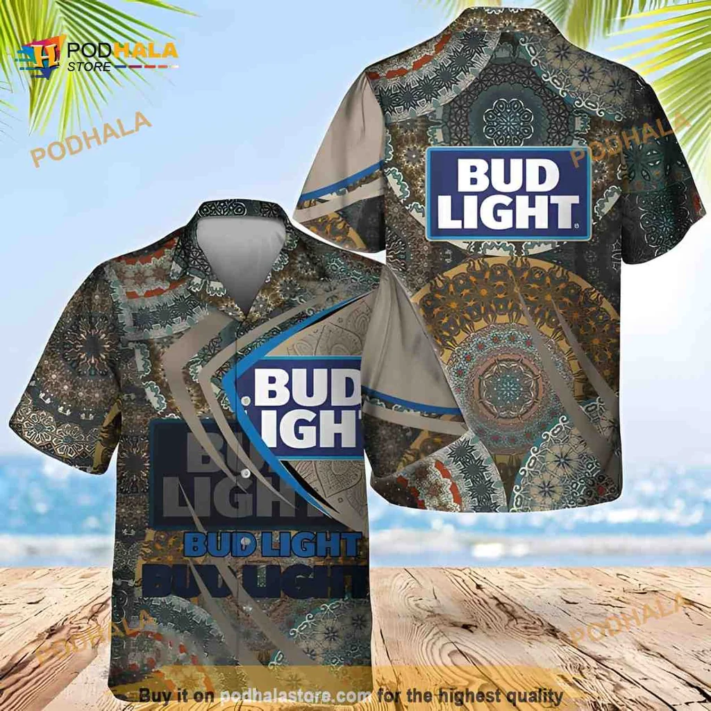Bud Light Mandala Hawaiian Shirt With Vibrant Tropical Design