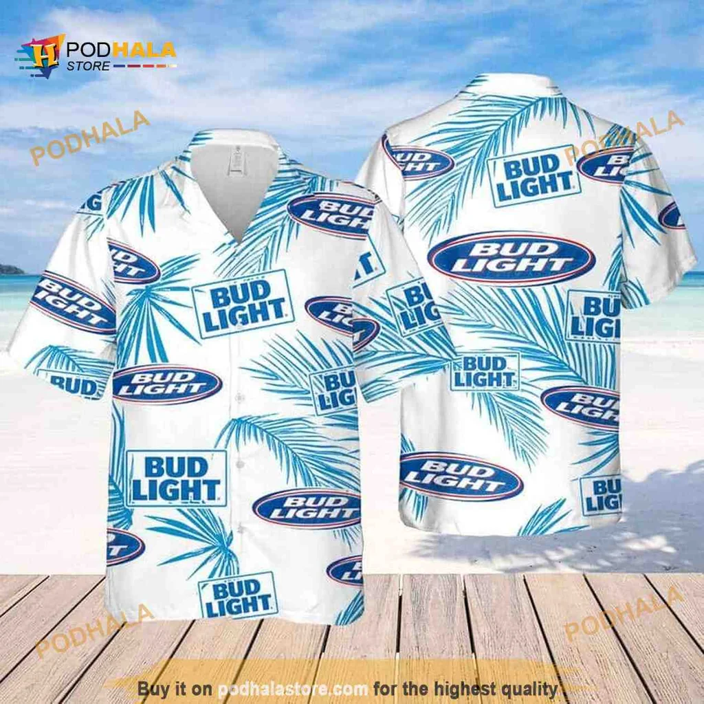 Bud Light Palm Leaves Hawaiian Shirt For Beer Lovers