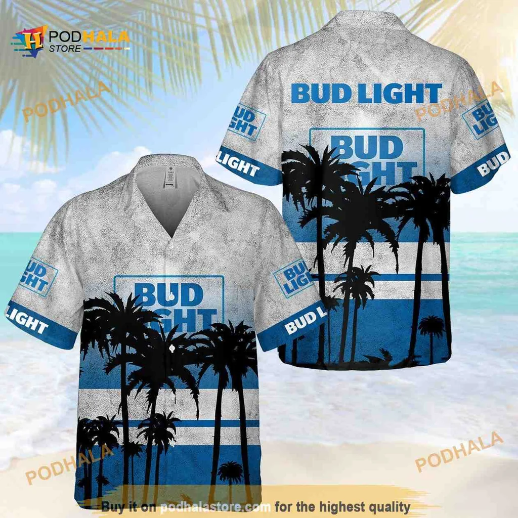 Bud Light Palm Trees Hawaiian Shirt For Beach Lovers