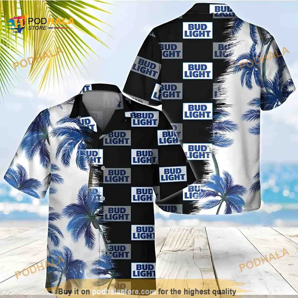 Bud Light Palm Trees Hawaiian Shirt, Tropical Beer Lovers Aloha Style