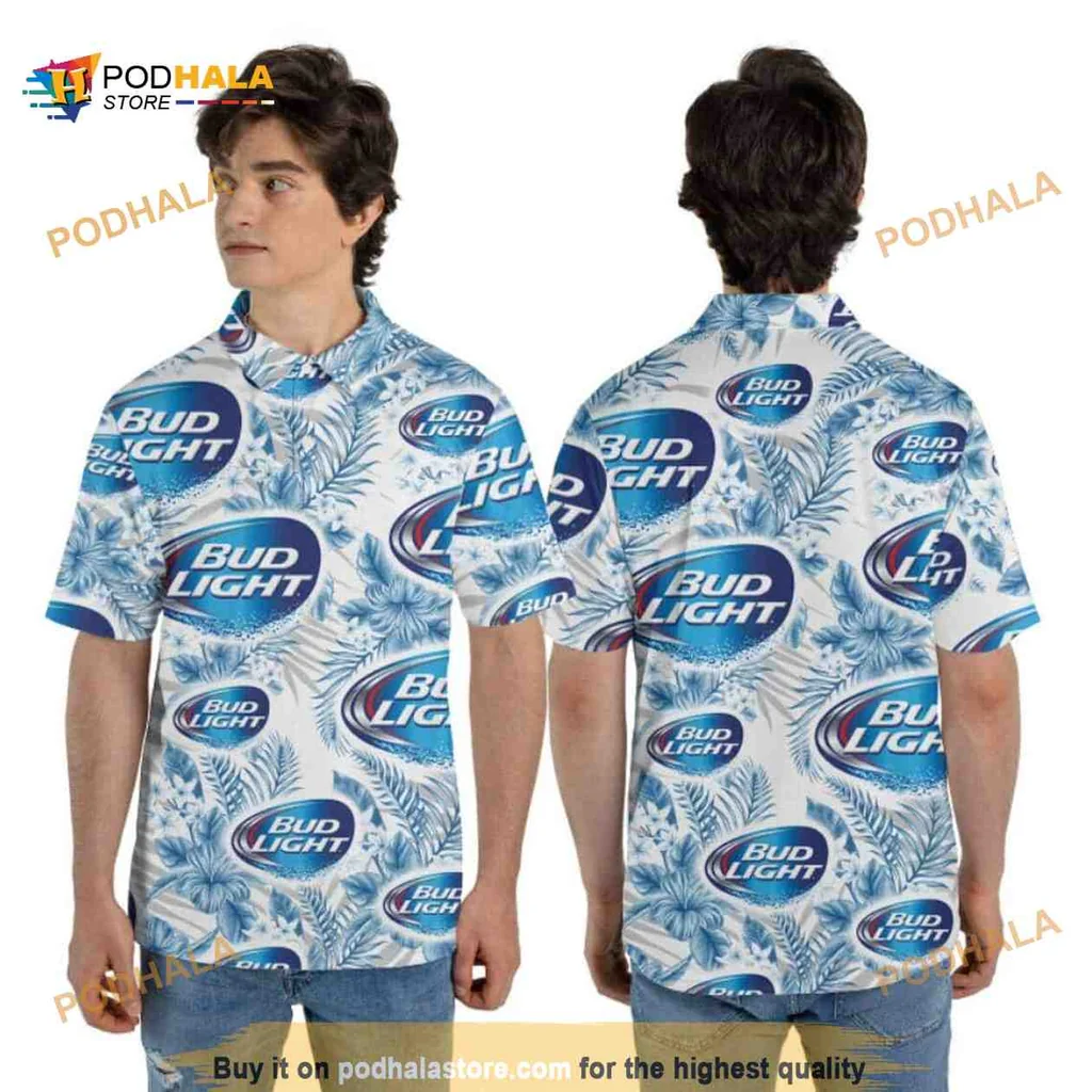 Bud Light Tropical Aloha Shirt With Fun Floral Design
