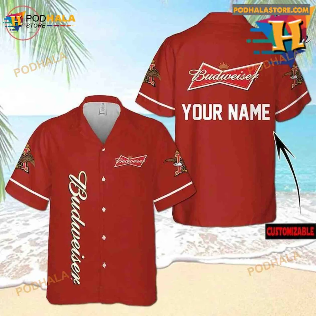 Budweiser Beer Hawaiian Shirt With Customizable Your Name Area