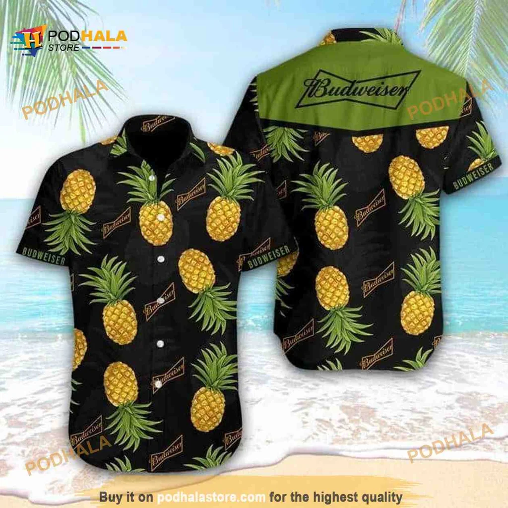 Budweiser Pineapple Hawaiian Shirt With Tropical Design