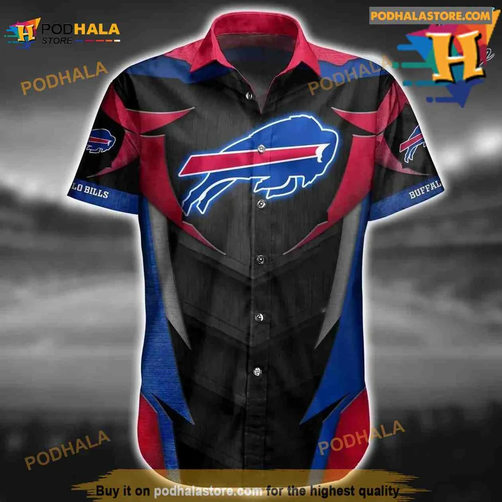 Buffalo Bills Aloha Shirt Featuring Bold Logo And Abstract Design