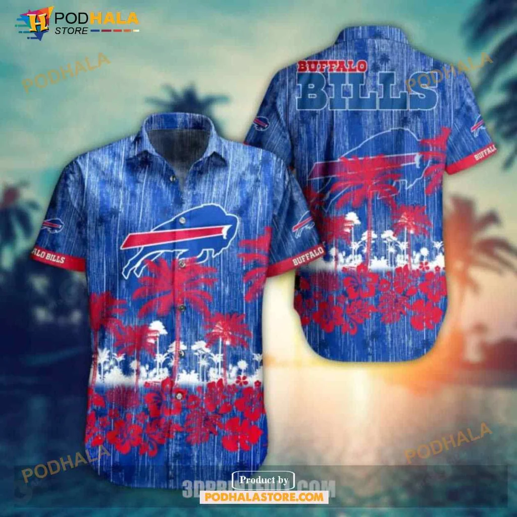 Buffalo Bills Aloha Shirt With Tropical Floral Design And Team Colors