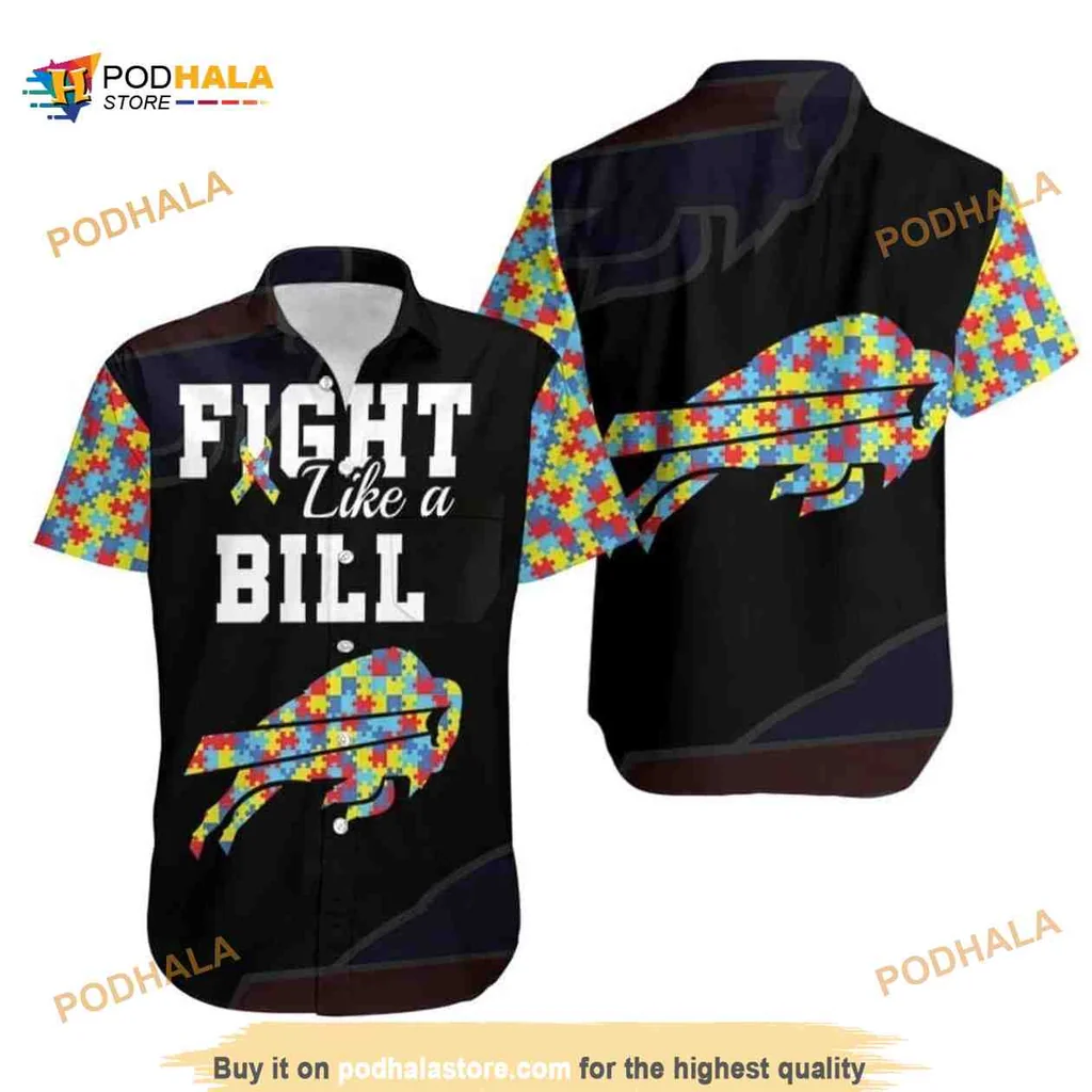 Buffalo Bills Autism Support Hawaiian Shirt, Fight Like A Bill Design