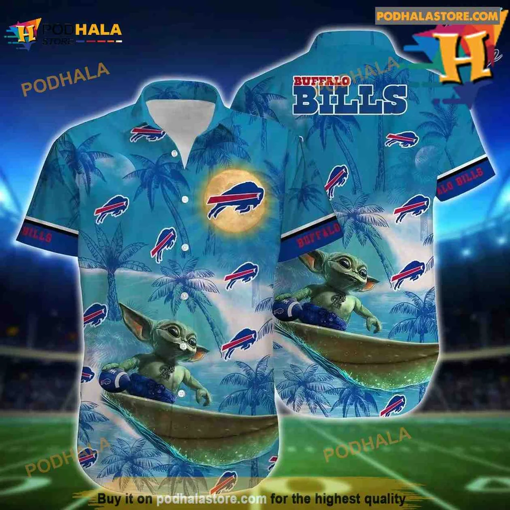 Buffalo Bills Baby Yoda Hawaiian Shirt Featuring Surfing Design