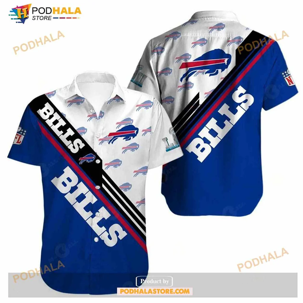 Buffalo Bills Fan Aloha Shirt, Vibrant Blue Hawaiian Shirt With Buffalo Graphics