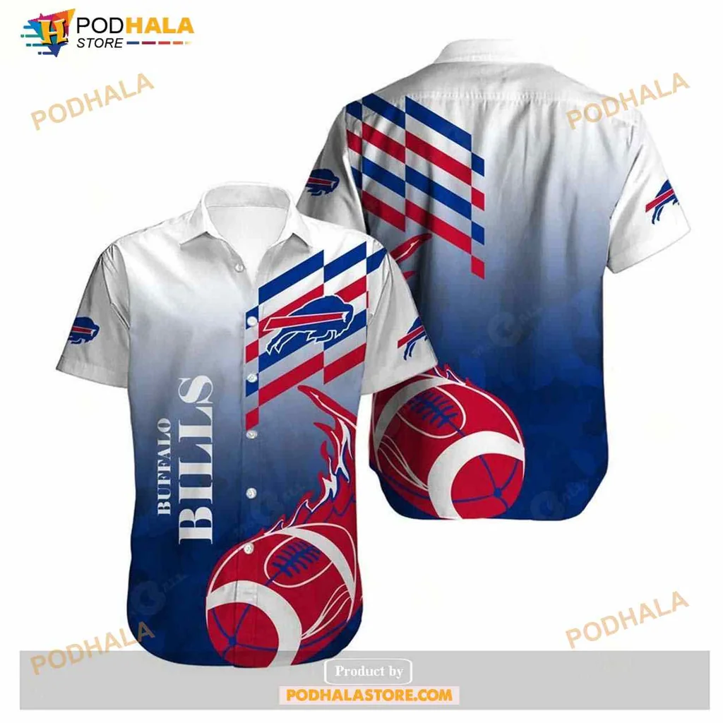 Buffalo Bills Fan Aloha Shirt With Bold Football Design And Team Colors