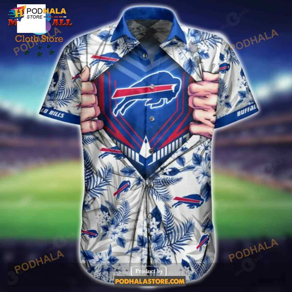 Buffalo Bills Fan Hawaiian Shirt, Summer Logo With Tropical Design