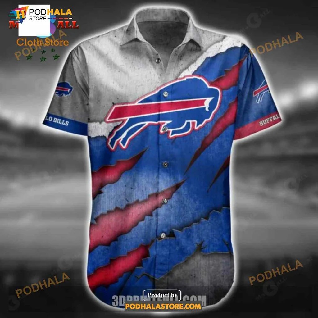 Buffalo Bills Fan Hawaiian Shirt With Vibrant Team Colors And Claw Marks