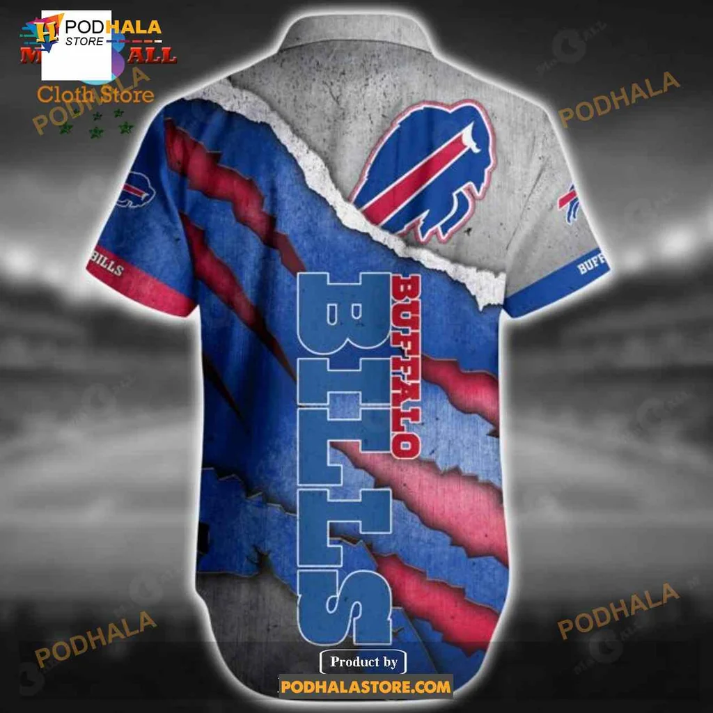 Buffalo Bills Fan Aloha Shirt With Vibrant Team Colors And Claw Marks Buffalo Bills Fan Aloha Shirt With Vibrant Team Colors And Claw Marks