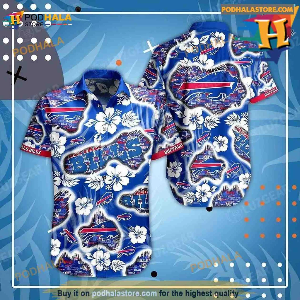 Buffalo Bills Floral Aloha Shirt With Hibiscus And Palm Tree Design