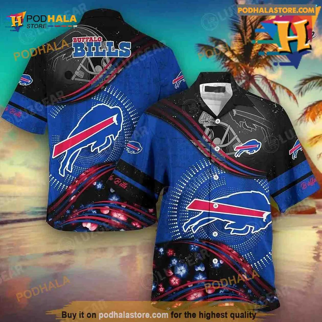 Buffalo Bills Football Aloha Shirt With Vibrant Blue Design For Fans