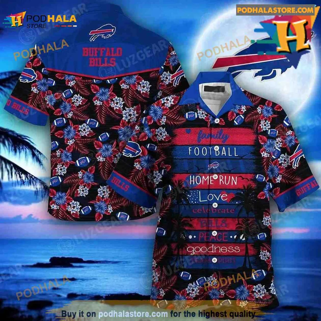 Buffalo Bills Hawaiian Shirt Featuring Tropical Floral Design For Football Fans