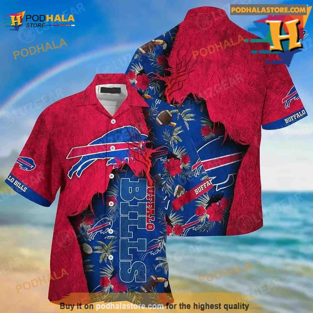 Buffalo Bills Hawaiian Shirt, Tropical Design With Team Logo