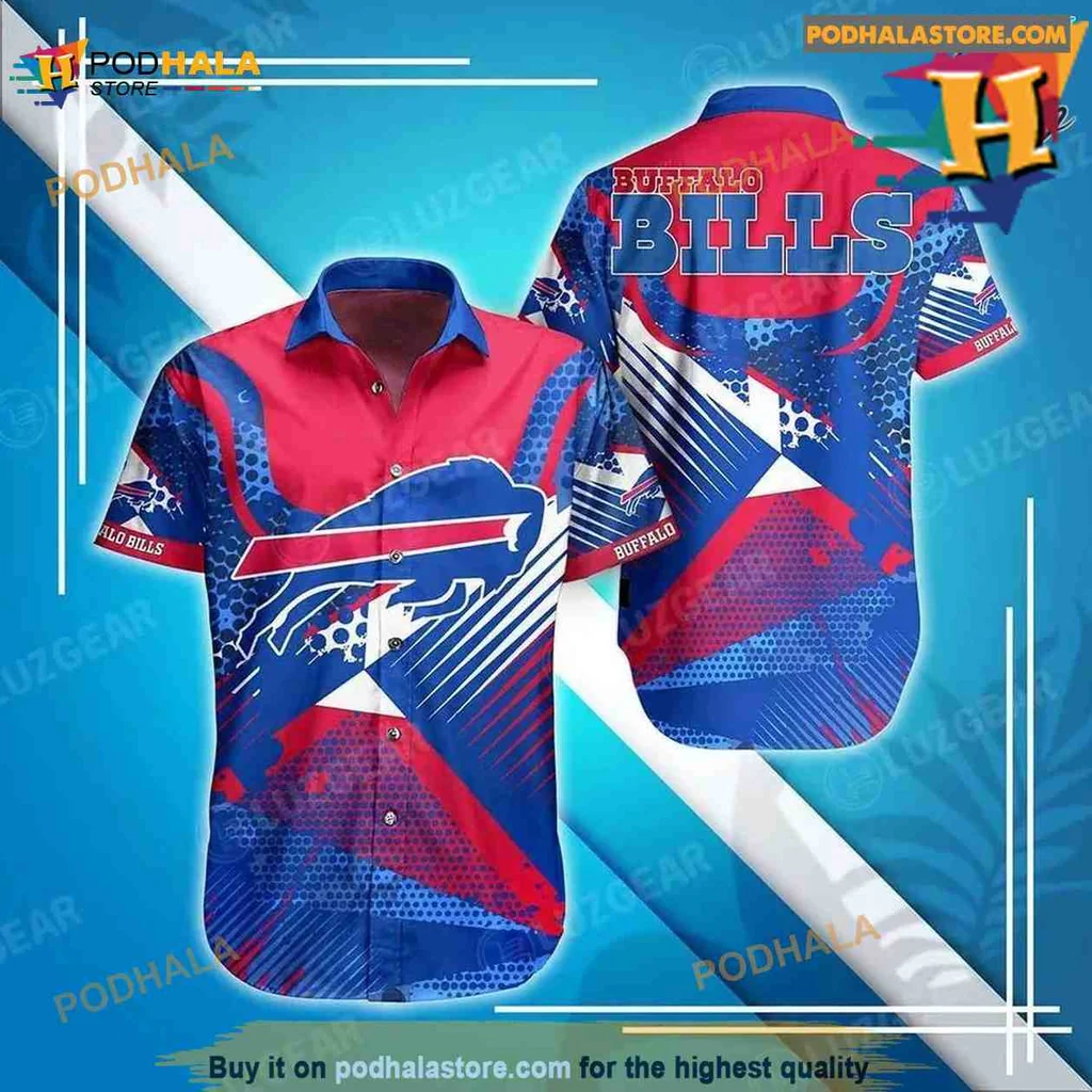 Buffalo Bills Hawaiian Shirt With Bold Geometric Design For Football Fans