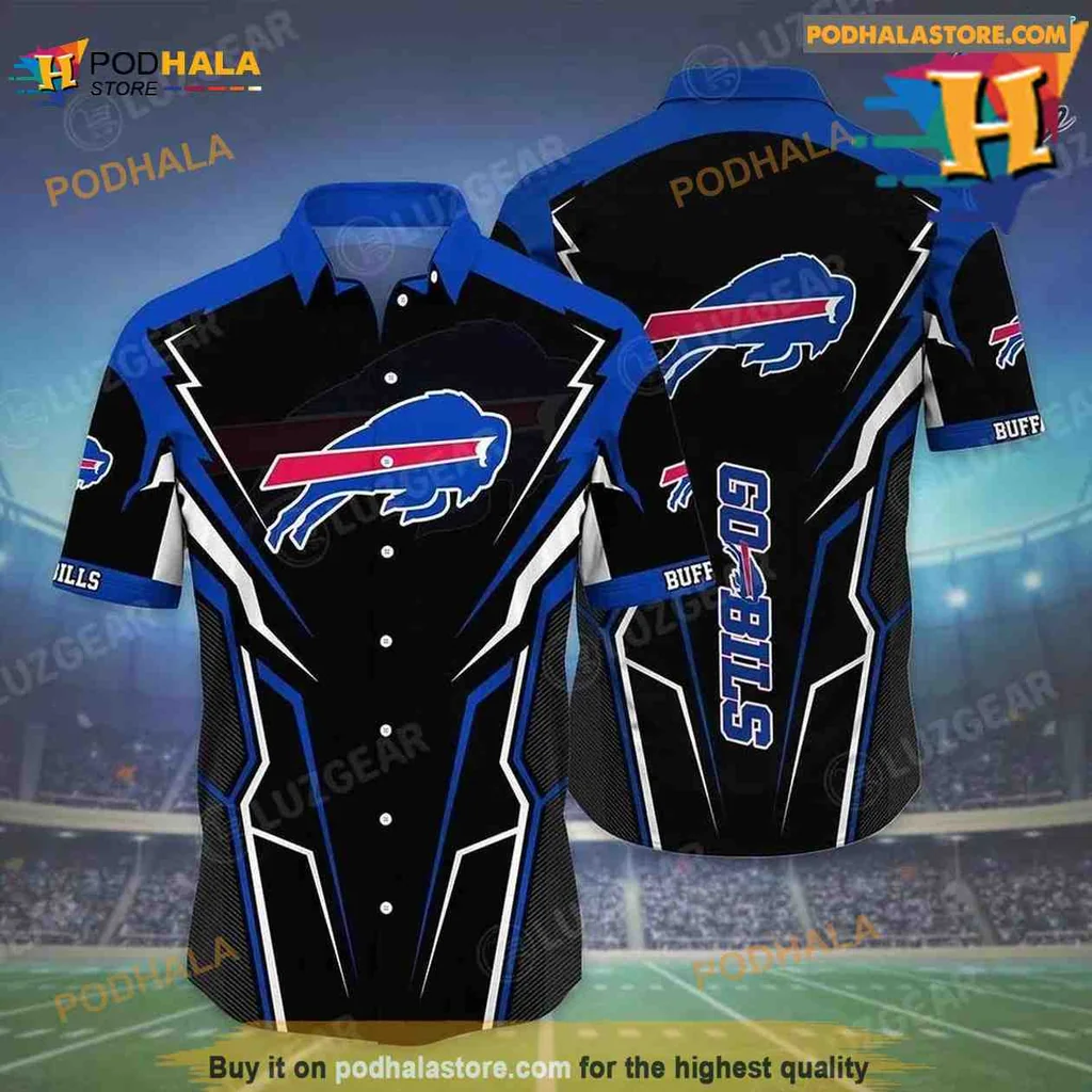 Buffalo Bills Hawaiian Shirt With Bold Logo And Geometric Patterns