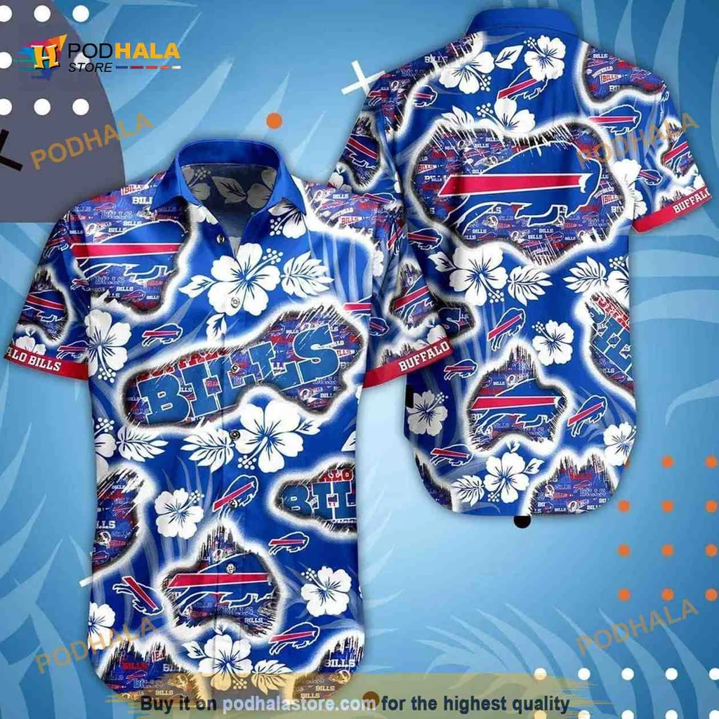 Buffalo Bills Hawaiian Shirt With Hibiscus Flowers Pattern