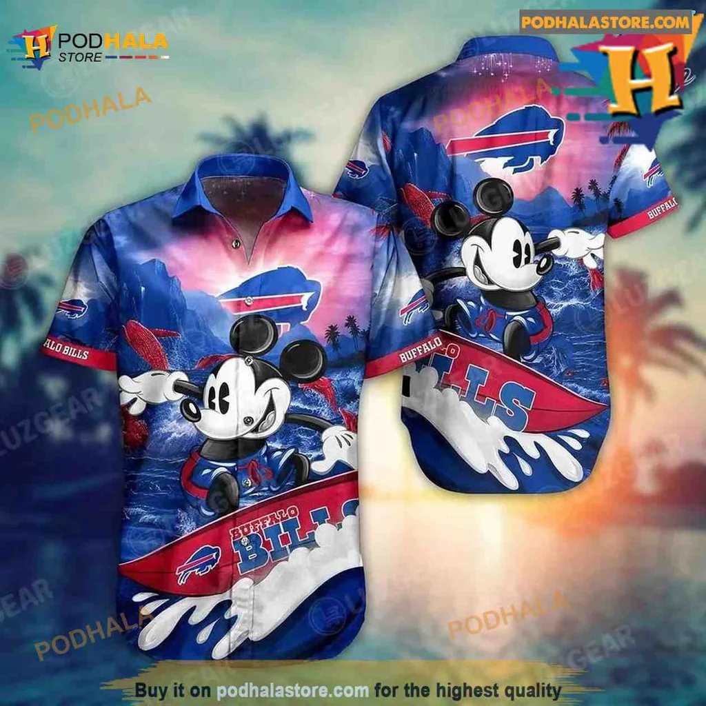 Buffalo Bills Mickey Mouse Hawaiian Shirt Surfing Design For Fans