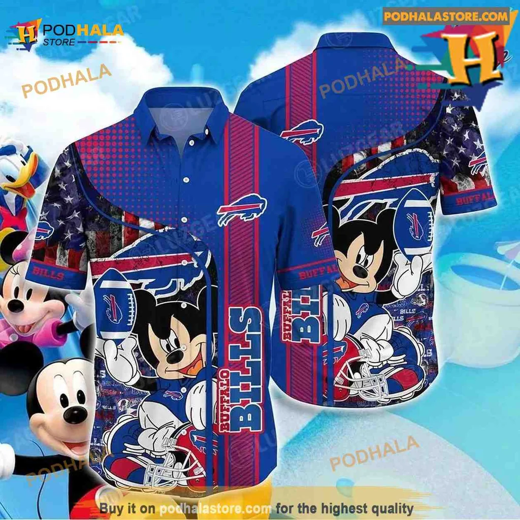 Buffalo Bills Mickey Mouse Hawaiian Shirt With Patriotic Design