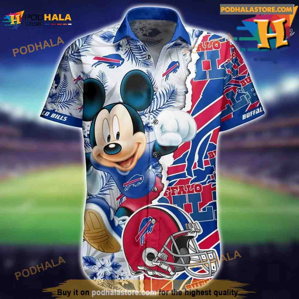 Buffalo Bills Mickey Mouse Hawaiian Shirt With Tropical Design