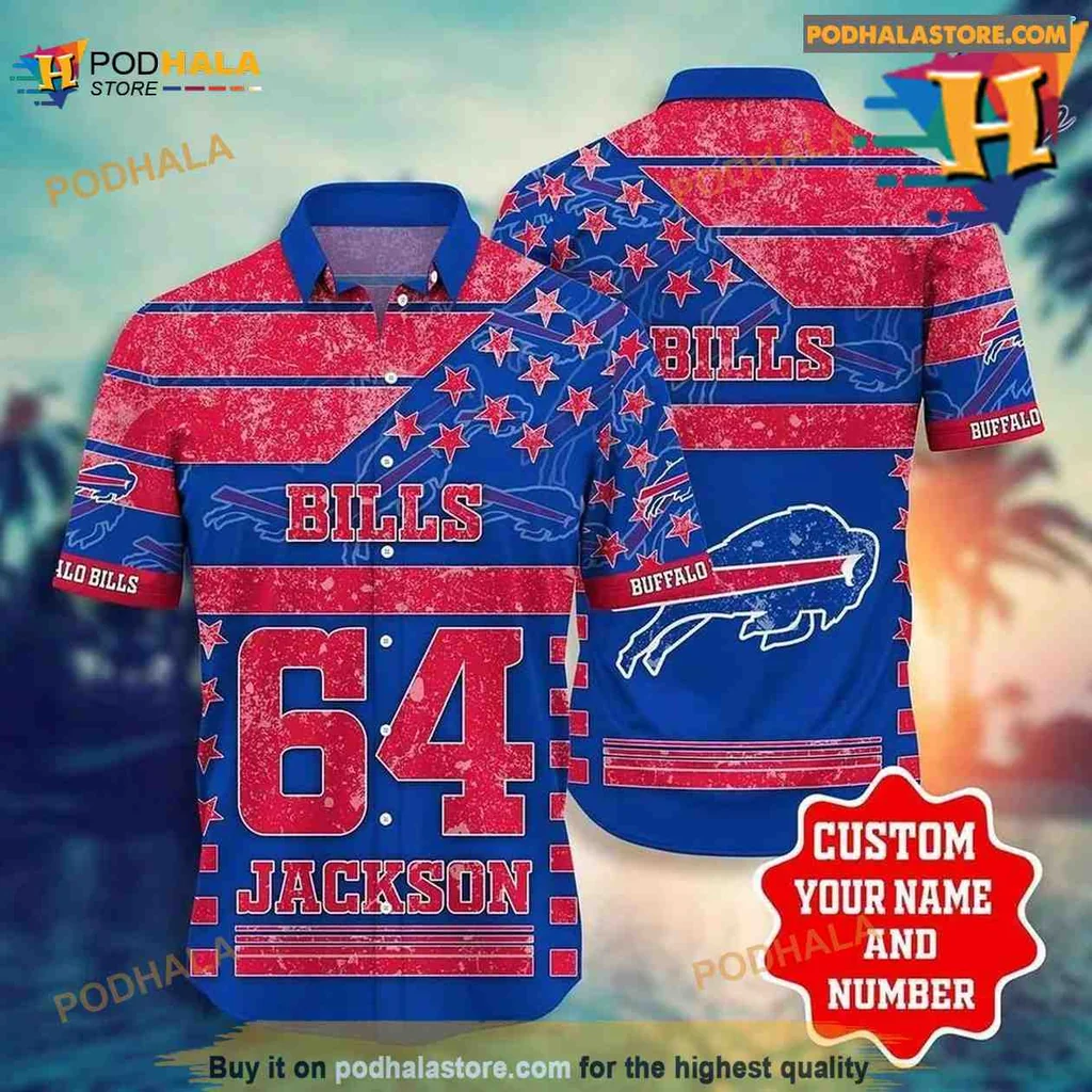 Buffalo Bills Nfl Hawaiian Shirt With Bold Stars And Stripes Design