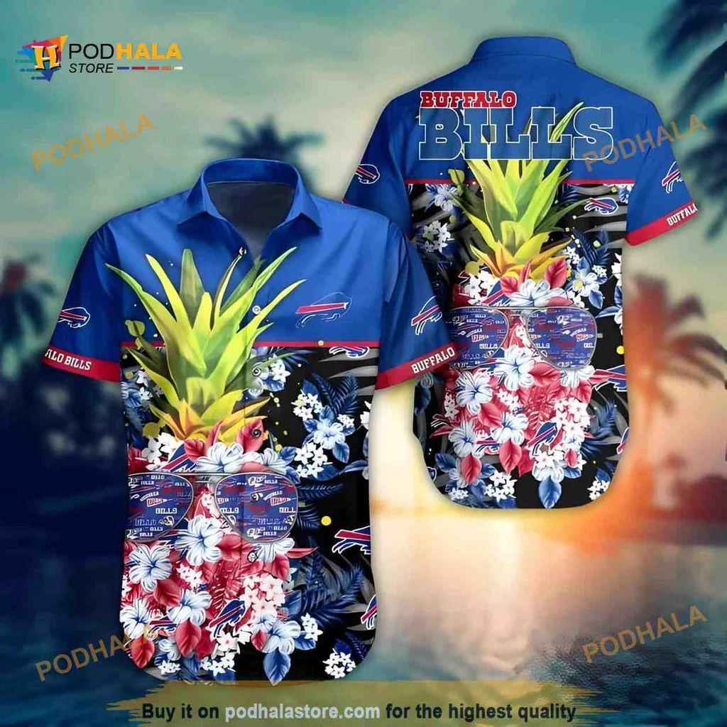 Buffalo Bills Pineapple Hawaiian Shirt With Tropical Floral Design