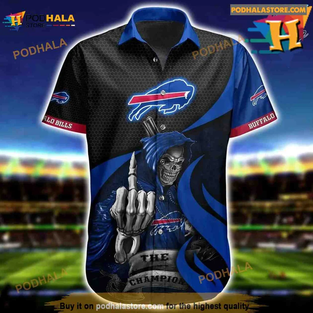 Buffalo Bills Skeleton Aloha Shirt Featuring The Champion Design