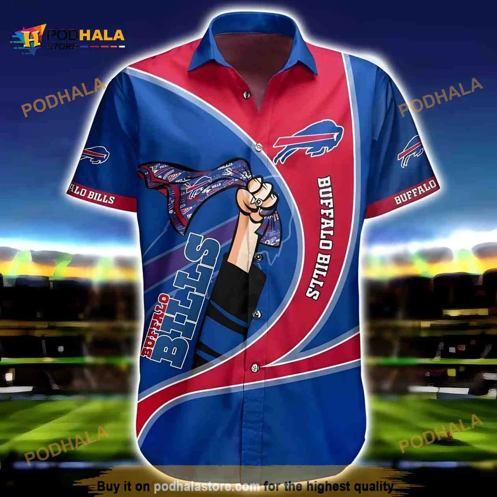 Buffalo Bills Superhero Aloha Shirt Featuring Independence Day Design