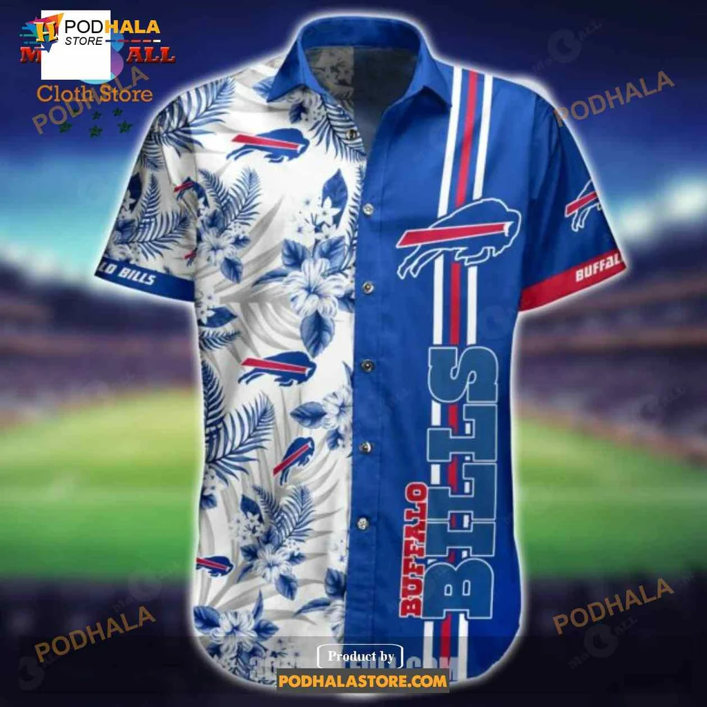 Buffalo Bills Tropical Aloha Shirt With Floral Design Buffalo Bills Tropical Aloha Shirt With Floral Design