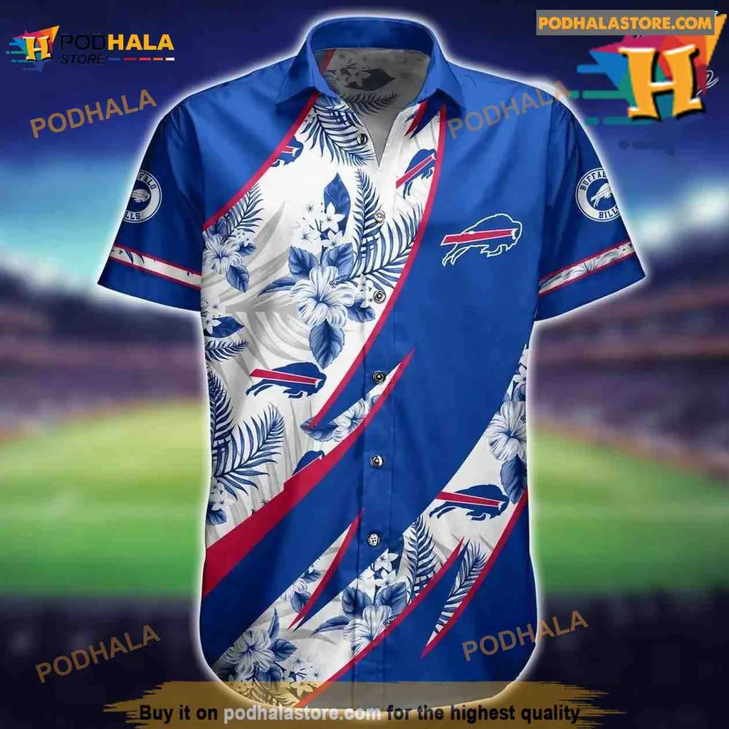 Buffalo Bills Tropical Hawaiian Shirt With Hibiscus And Palm Leaves