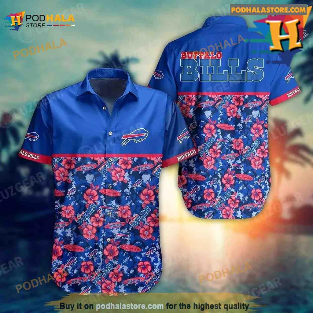 Buffalo Bills Tropical Hawaiian Shirt With Hibiscus And Team Colors