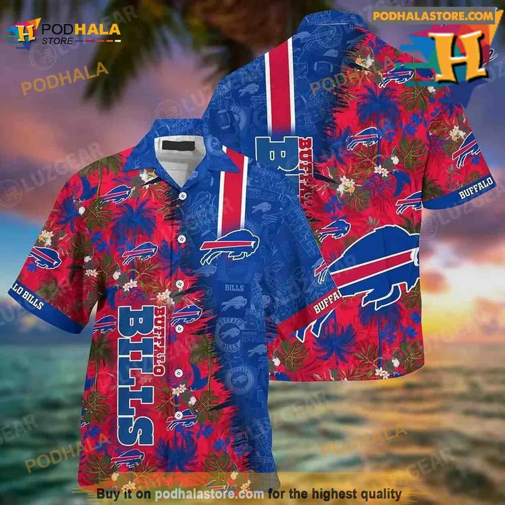 Buffalo Bills Tropical Hawaiian Shirt With Palm Leaves And Floral Patterns