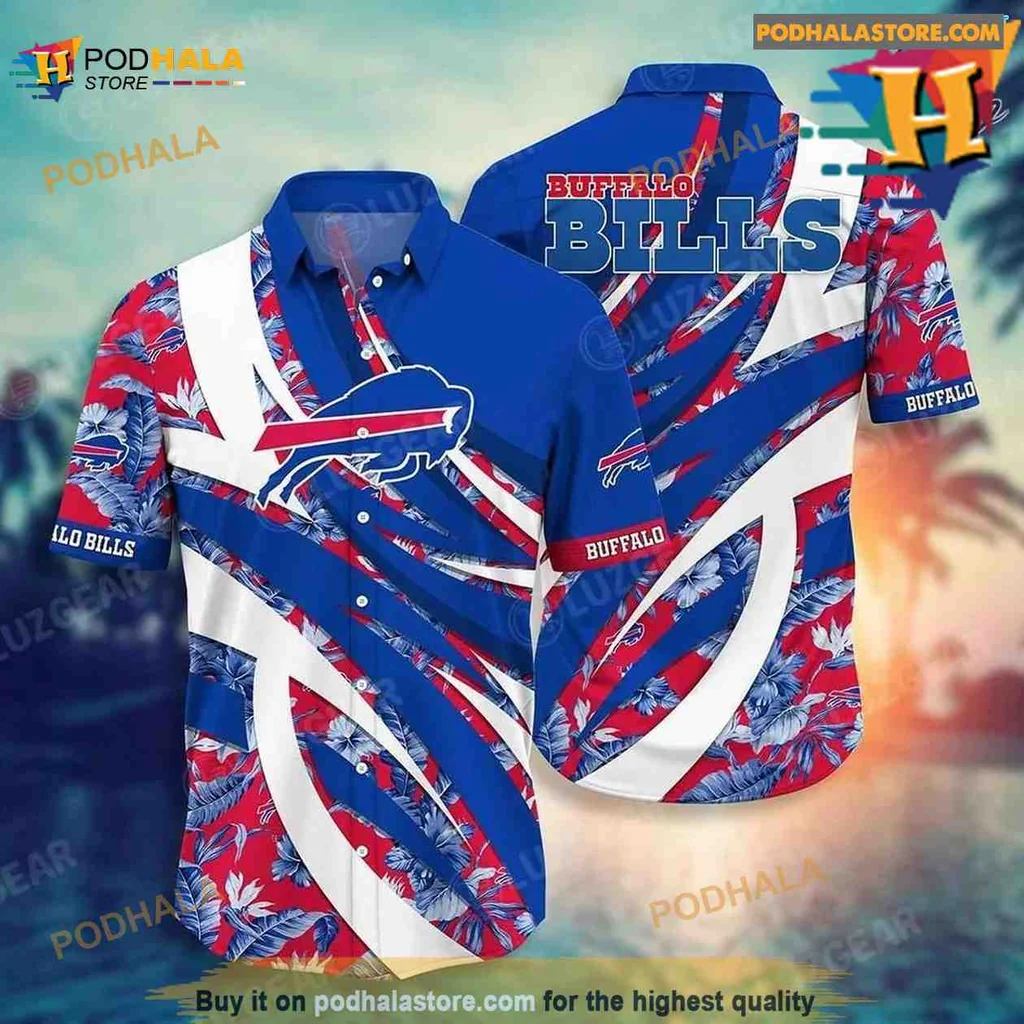 Buffalo Bills Tropical Hawaiian Shirt With Palm Leaves And Team Logo