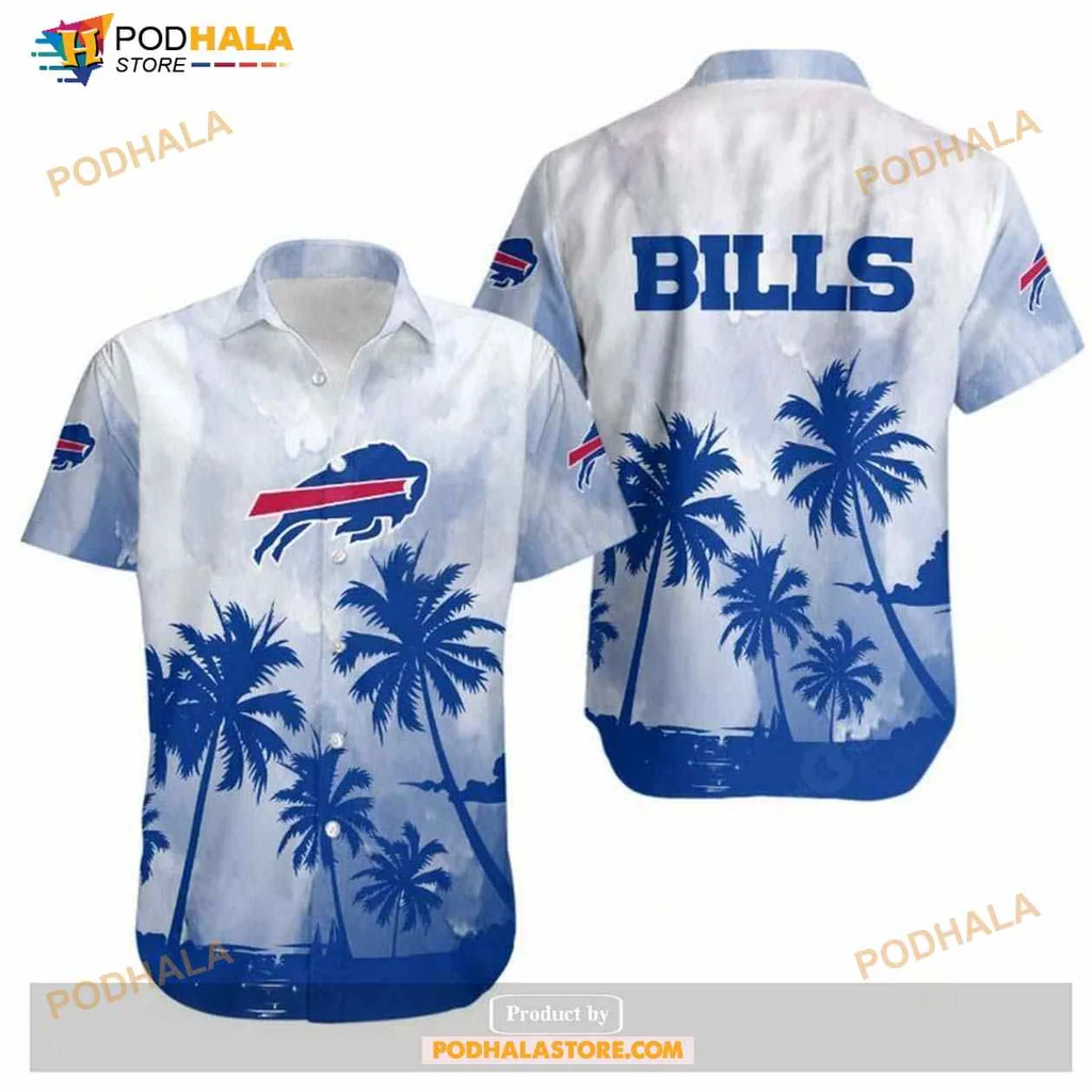 Buffalo Bills Tropical Hawaiian Shirt With Palm Trees And Logo