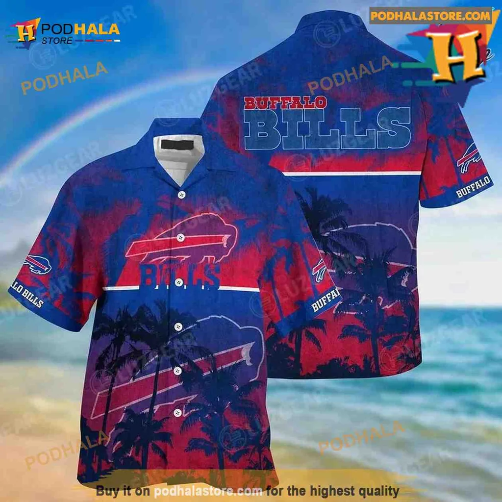 Buffalo Bills Tropical Hawaiian Shirt With Palm Trees And Team Logo