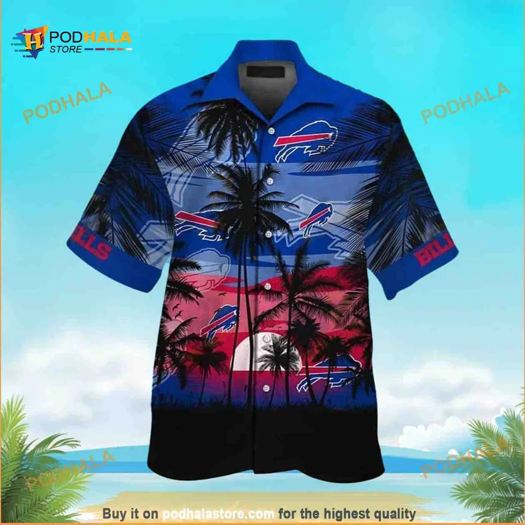 Buffalo Bills Tropical Hawaiian Shirt With Palm Trees And Vibrant Colors