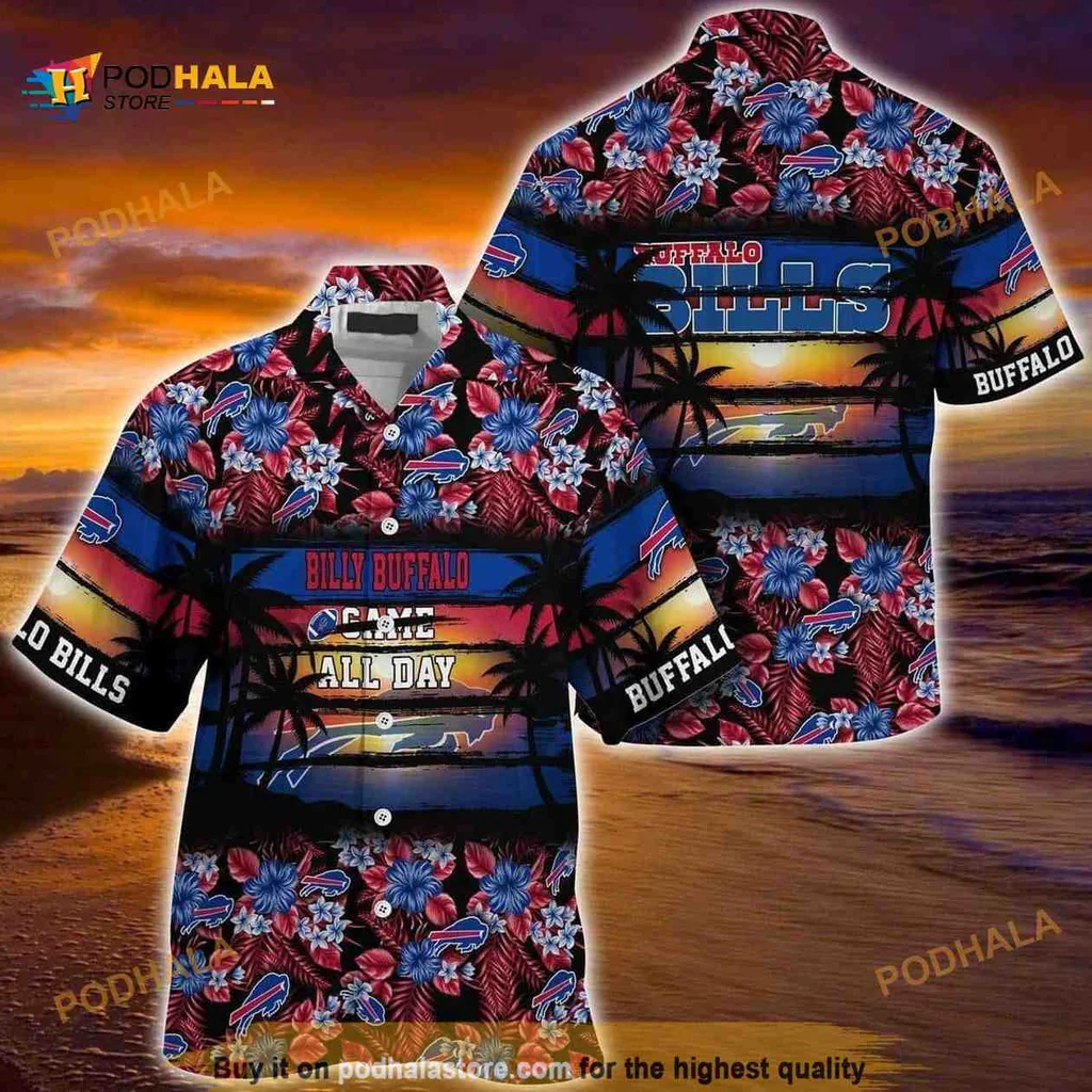 Buffalo Bills Tropical Hawaiian Shirt With Sunset And Floral Patterns