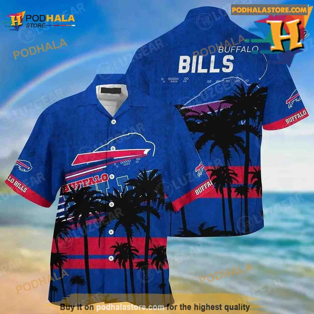 Buffalo Bills Tropical Hawaiian Shirt With Sunset And Palm Trees