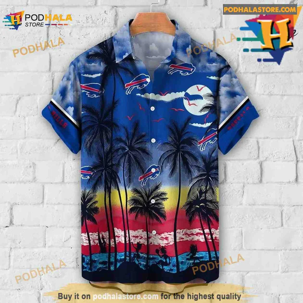 Buffalo Bills Tropical Hawaiian Shirt With Sunset And Palm Trees