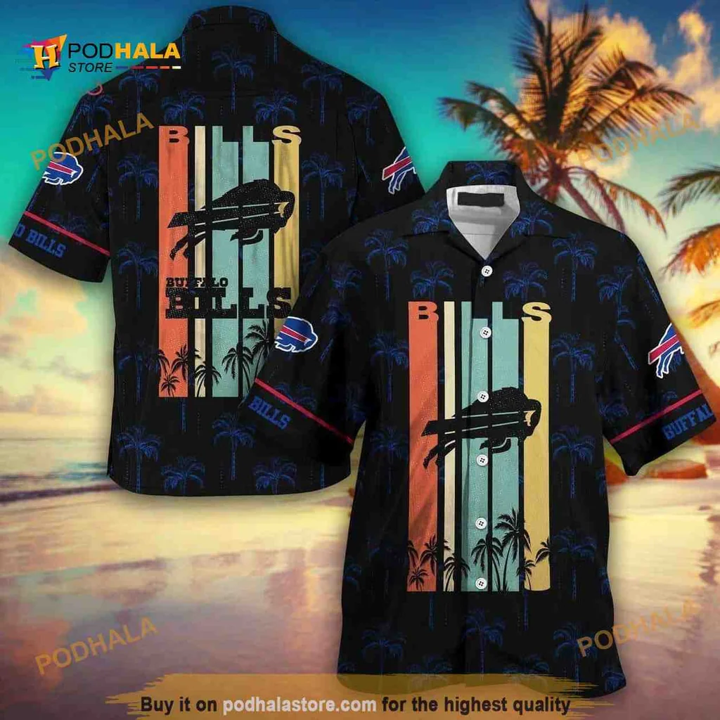 Buffalo Bills Tropical Hawaiian Shirt With Sunset Colors And Palm Trees