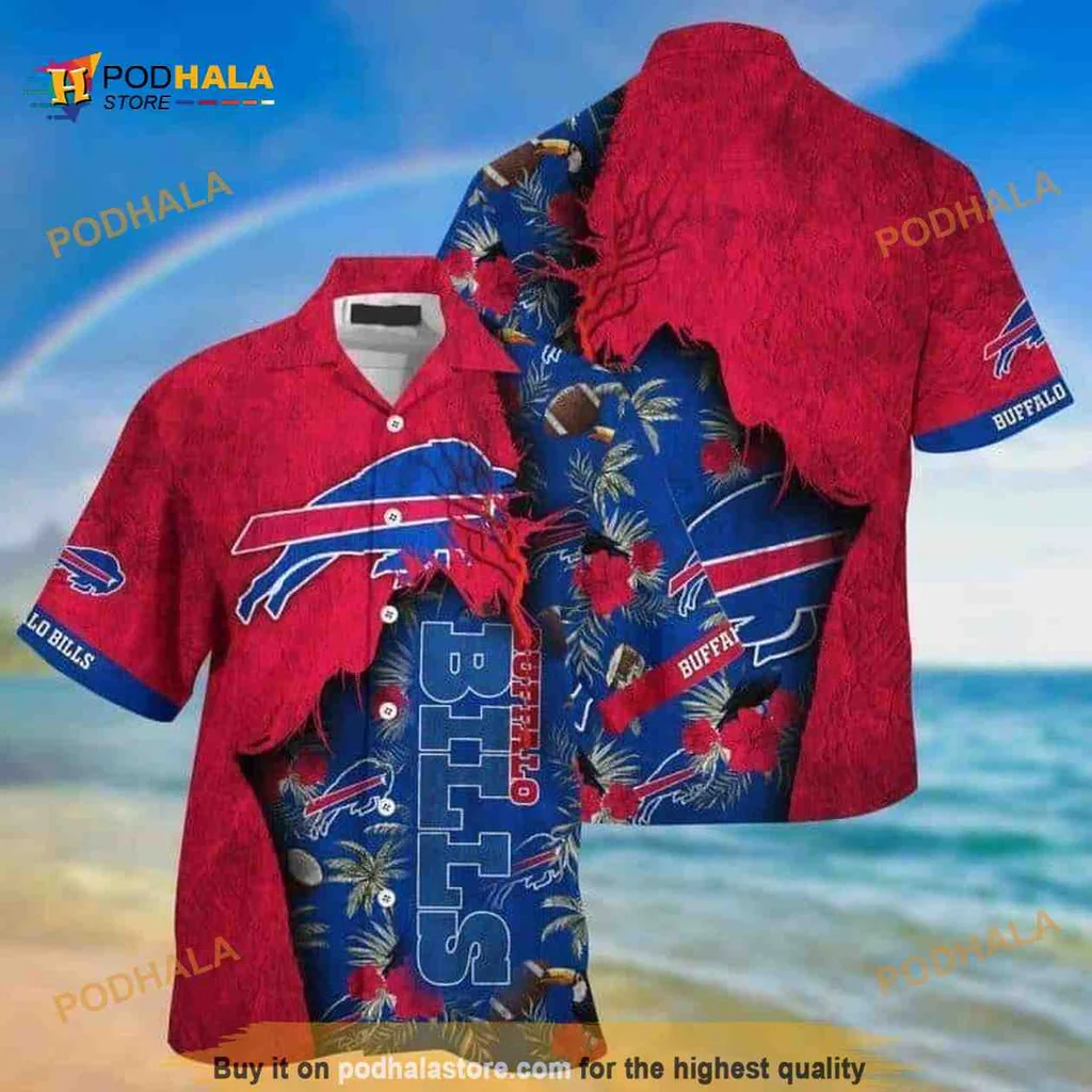 Buffalo Bills Tropical Hawaiian Shirt With Vibrant Logo And Palm Design